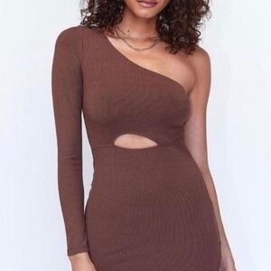 Princess Polly Chocolate‎ One-Shoulder Dress